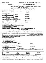 Đề kiểm tra 1 tiết lần 1 môn Tiếng Anh Lớp 6 - Năm học 2017-2018